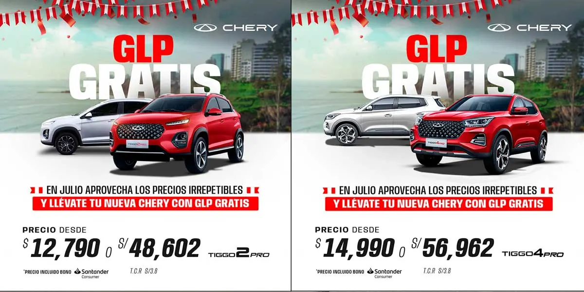 Chery Anuncia GLP Gratis en sus SUVs Tiggo 2 Pro y Tiggo 4 Pro