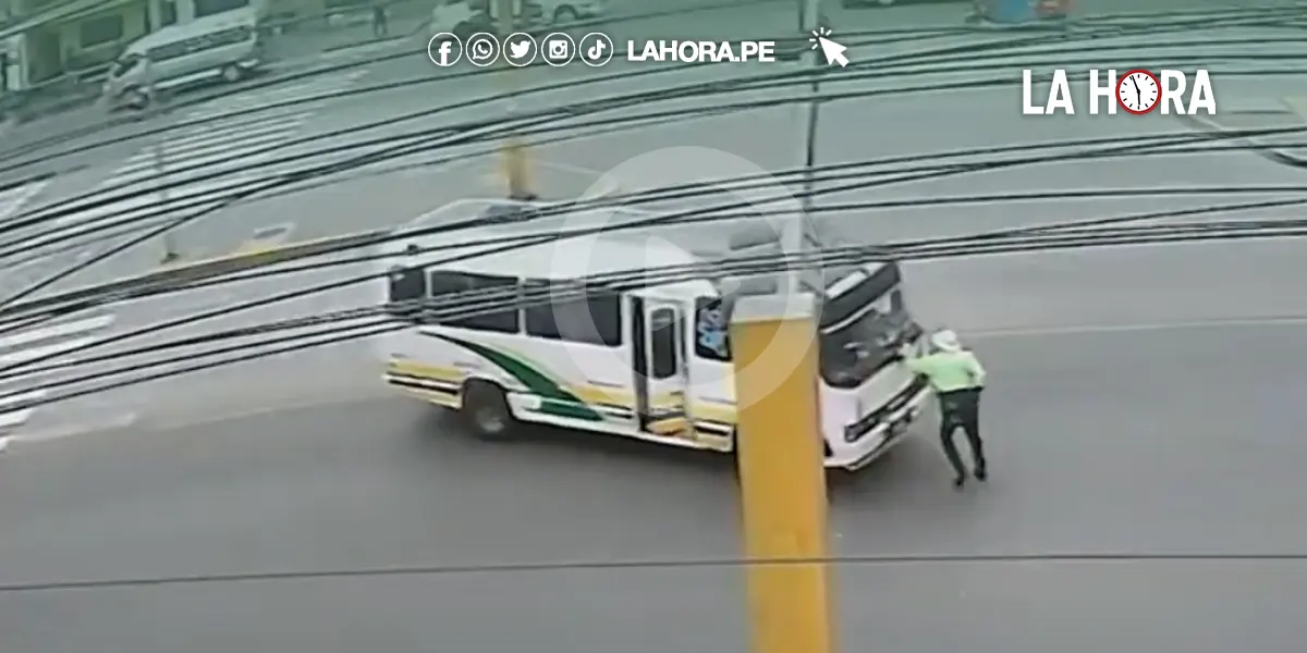 Chofer de bus intenta atropellar a policía de tránsito para evitar multa, en Lima [VIDEO]