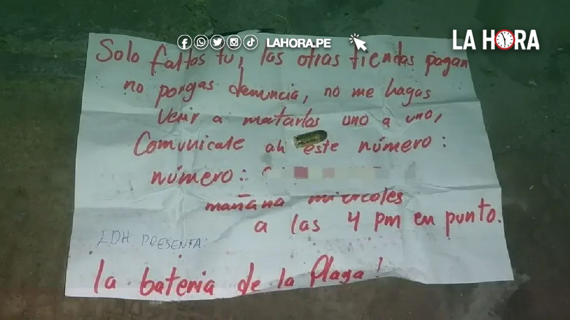 San Juan de Lurigancho: Dejan una bala con nota amenazadora en vivienda multifamiliar