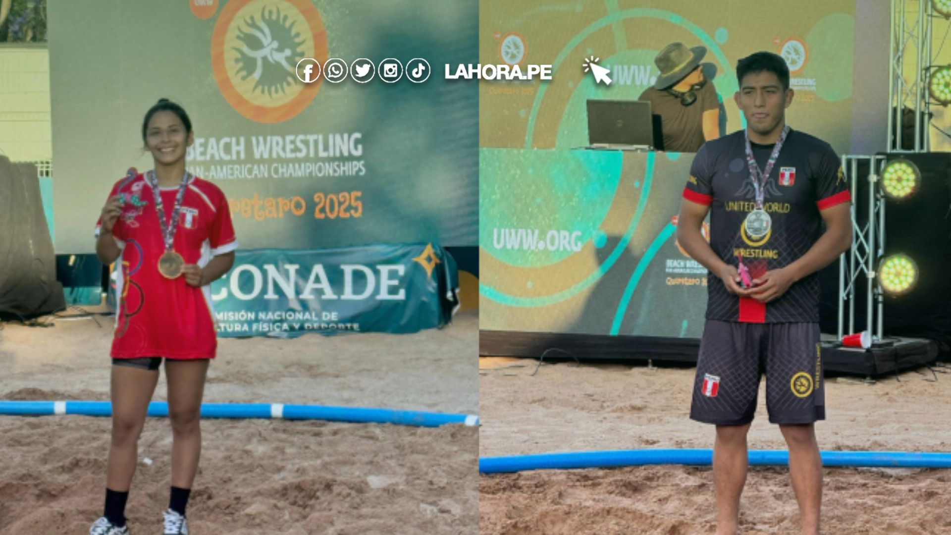 Perú brilla en México: Antuaneth Casusol y Matías Cusinga ganan medallas en el Panamericano de Lucha de Playa